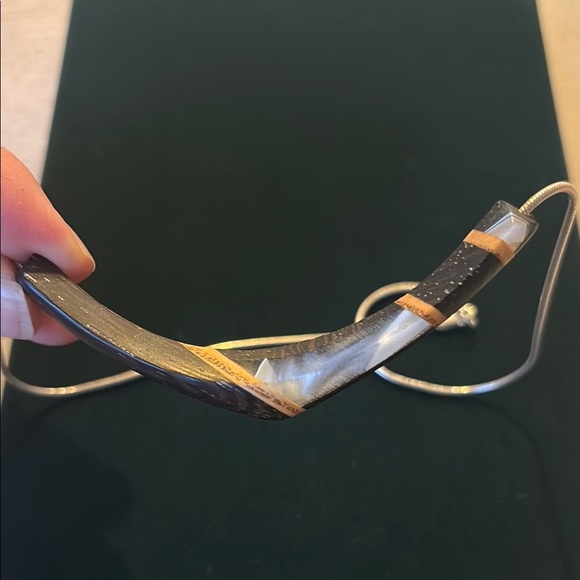 Eclectic Reversible Silver Chain with Wood Carved Design Necklace - Picture 4 of 5